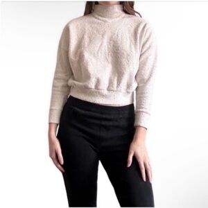 Roseanna Mock Neck Cropped Cotton Boucle Sweater